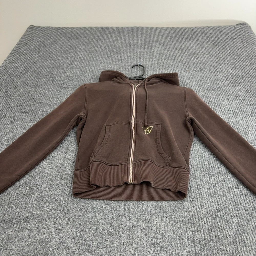 Vintage G-Unit Hoodie Womens M‎ Brown Cotton Full Zip Embroidered Logo Y2K Style